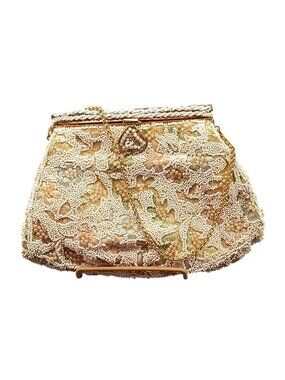Vintage Jolles Original Beaded Embroidered Floral Evening Bag with Gold Chain